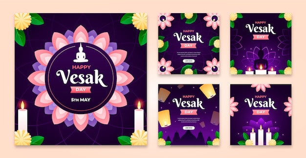 Gradientowa Kolekcja Postów Na Instagramie Festiwalu Vesak