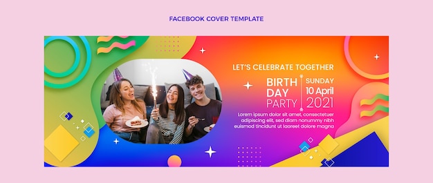 Gradientowa kolorowa okładka na facebooka na urodziny