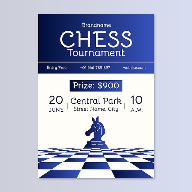Bezpłatny wektor gradientowa, minimalistyczna ulotka turnieju szachowego