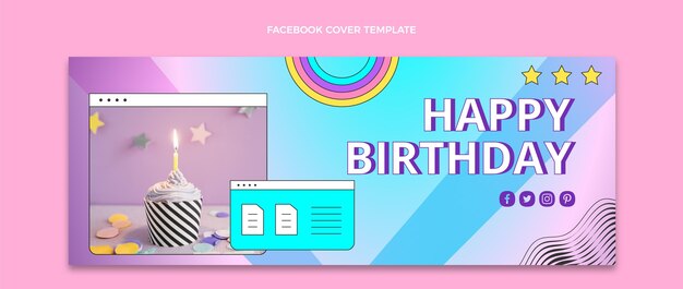Gradientowa okładka na facebooka w stylu retro vaporwave!