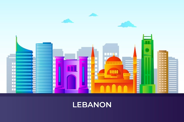 Bezpłatny wektor gradientowa panoramę libanu