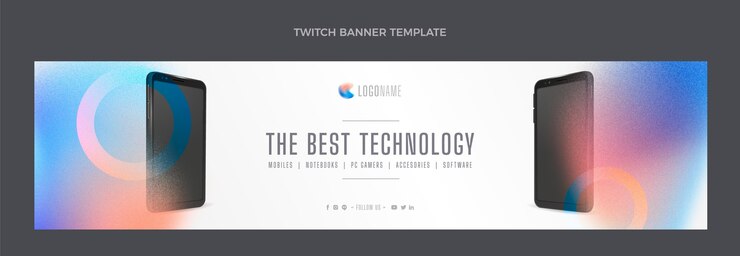 Bezpłatny plik Wektor gradientowa technologia tekstury twitch banner