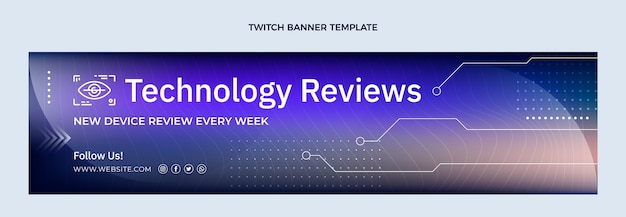 Bezpłatny wektor gradientowa technologia tekstury twitch banner