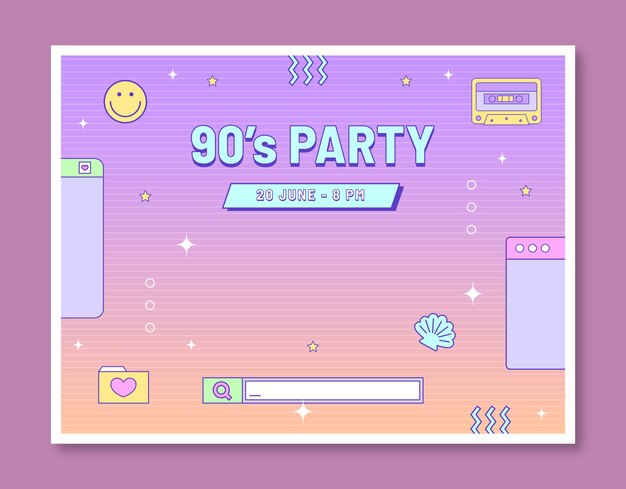 Gradientowa tekstura 90s party photocall szablon