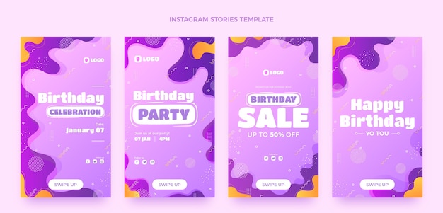 Gradientowe Dynamiczne Historie Urodzinowe Na Instagramie