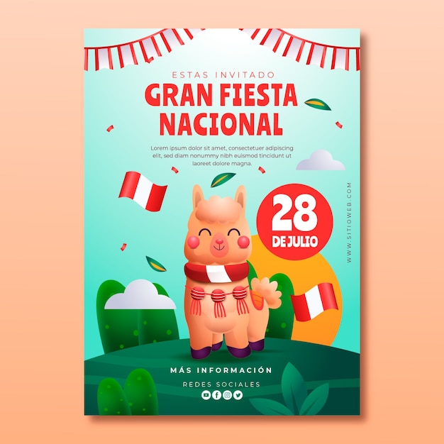 Gradientowe Fiesty Patrias Peru Szablon Zaproszenia