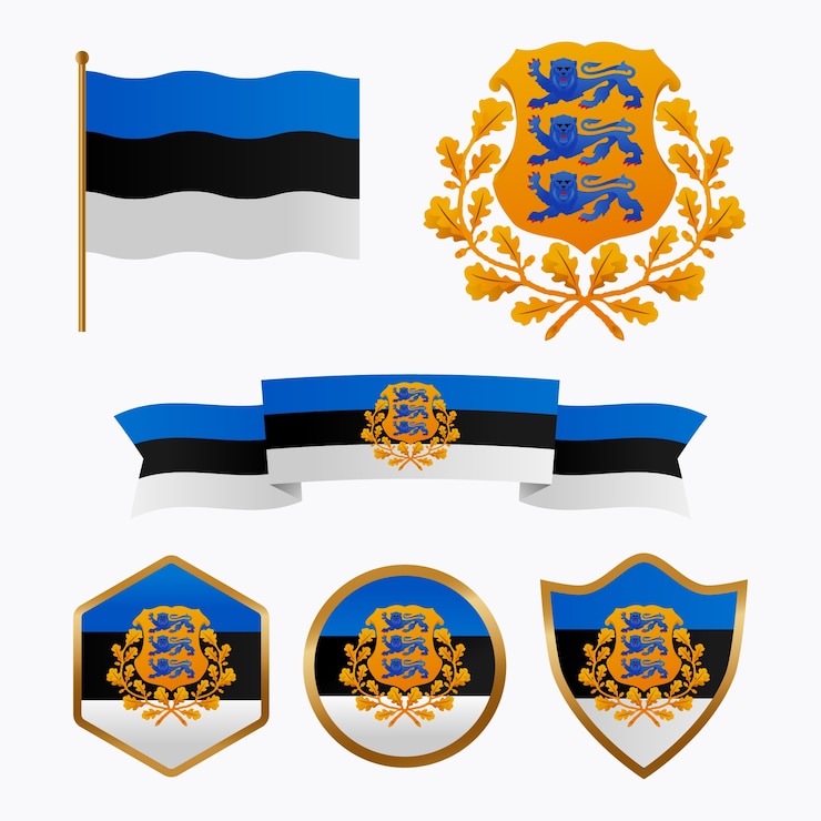 Bezpłatny plik Wektor gradientowe flagi estonii i emblematy narodowe