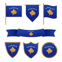 Bezpłatny wektor gradientowe flagi kosowa ustawione