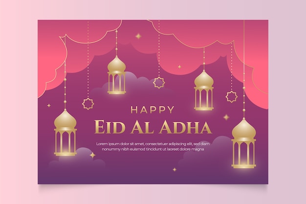 Gradientowe karty eid al-adha mubarak