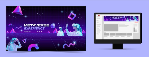 Bezpłatny wektor gradientowe metaverse doświadczenie sztuki kanału youtube