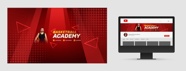 Gradientowe Półtony Koszykówki Kanał Youtube Grafika