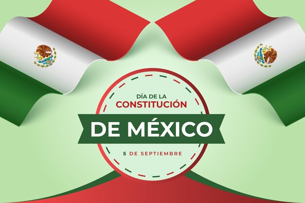 Bezpłatny wektor gradientowe tło dzień konstytucji z meksykańską flagą