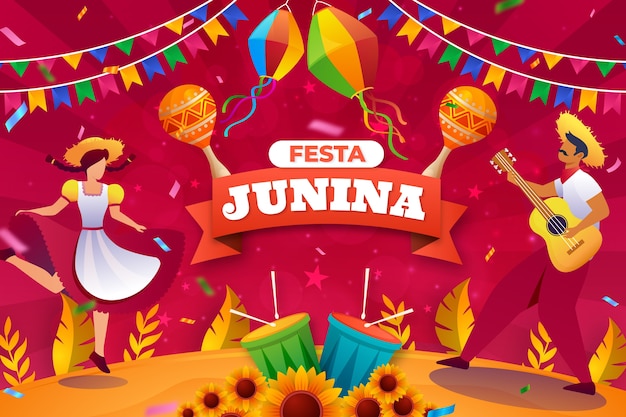 Bezpłatny wektor gradientowe tło festas juninas