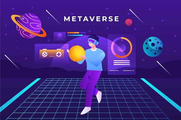 Bezpłatny wektor gradientowe tło metaverse