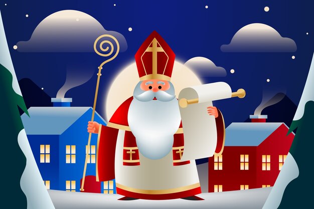 Bezpłatny wektor gradientowe tło sinterklaas ze św. mikołaj