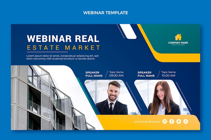 Bezpłatny plik Wektor gradientowe webinarium na temat nieruchomości