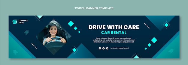 Gradientowy baner twitch wypożyczenia samochodu