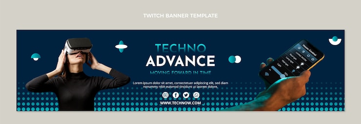 Bezpłatny plik Wektor gradientowy baner z technologią półtonów twitch