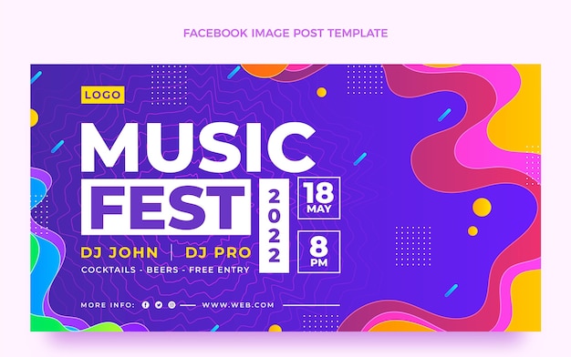 Bezpłatny wektor gradientowy festiwal muzyczny na facebooku