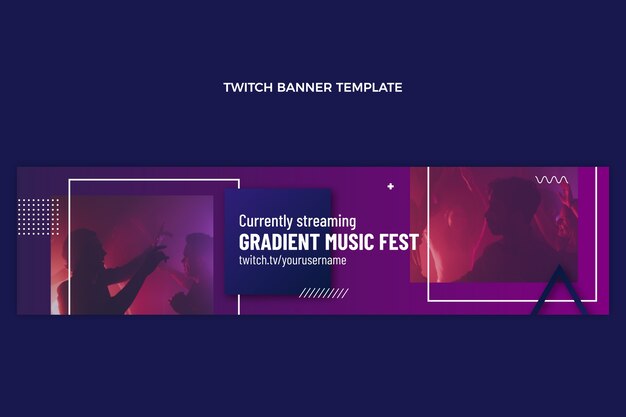 Gradientowy festiwal muzyczny twitch banner