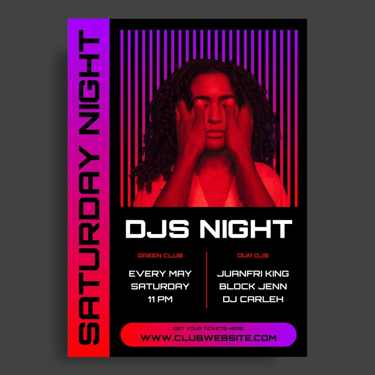 Bezpłatny plik Wektor gradientowy futurystyczny szablon nocnego plakatu djs