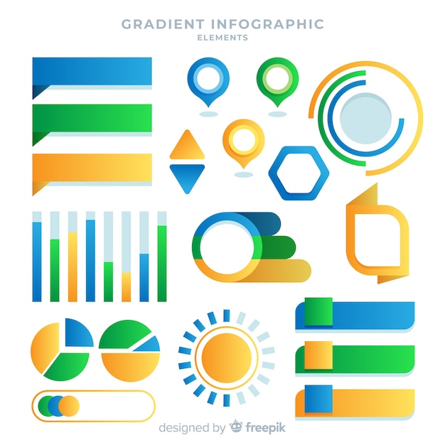 Bezpłatny wektor gradientowy infographic elementu collectio