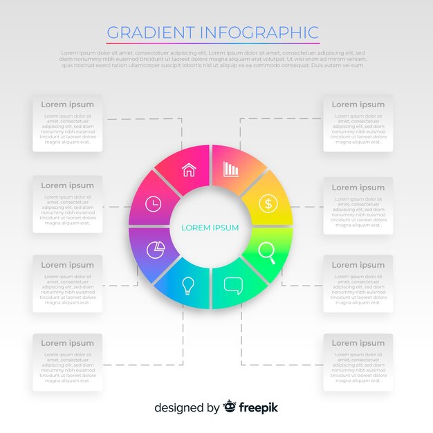 Gradientowy Infographic Szablonu Płaski Projekt