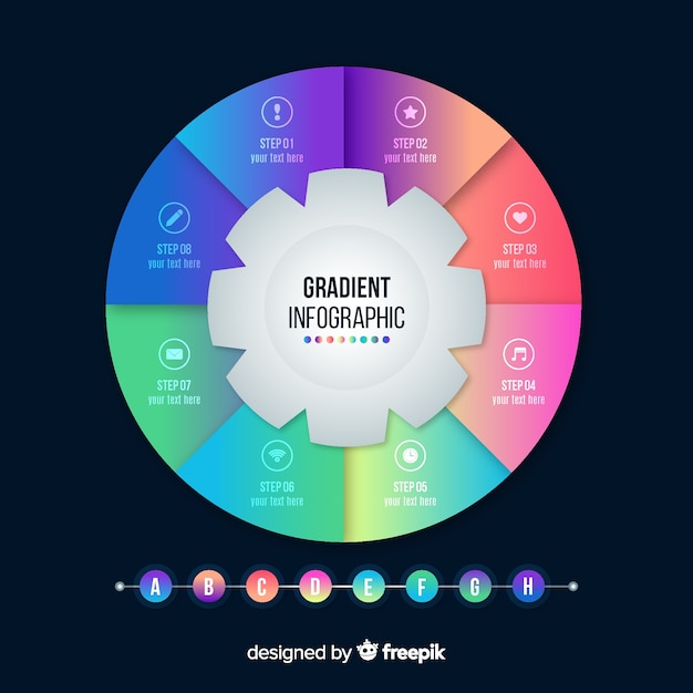 Gradientowy Infographic Szablonu Płaski Projekt