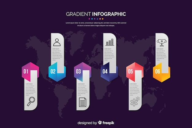 Gradientowy Infographic Szablonu Płaski Projekt