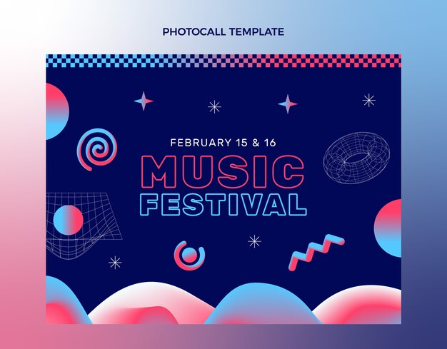 Gradientowy kolorowy festiwal muzyczny photocall