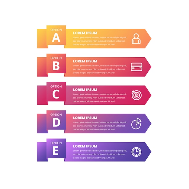 Gradientowy kolorowy infographic sztandaru szablon