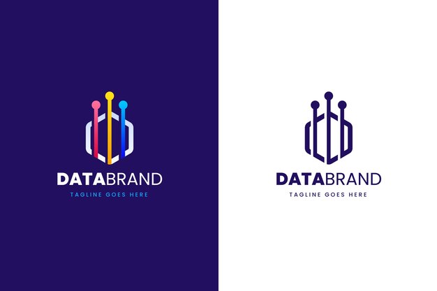 Gradientowy kolorowy szablon logo danych