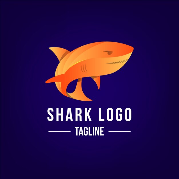 Gradientowy kolorowy szablon logo rekina