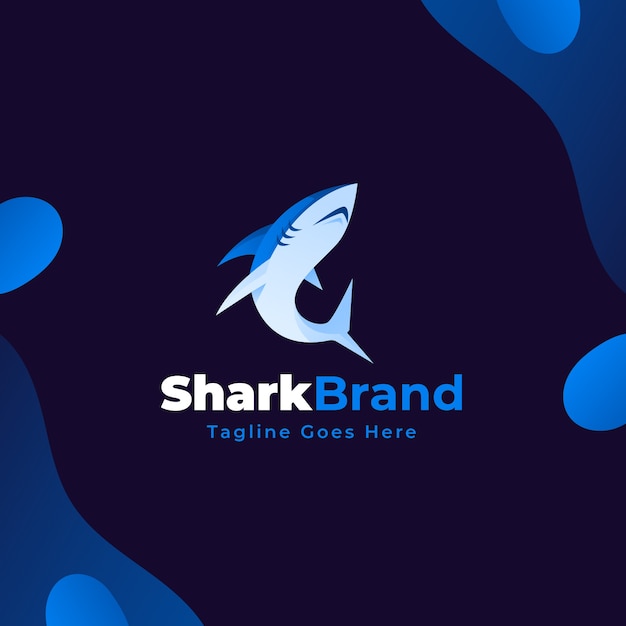Gradientowy kolorowy szablon logo rekina