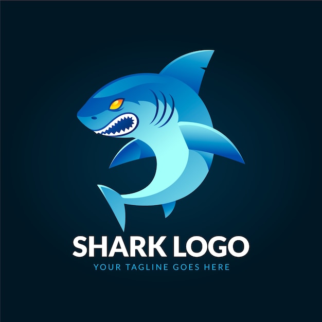 Gradientowy kolorowy szablon logo rekina
