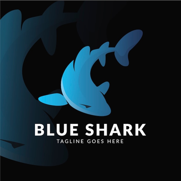 Gradientowy kreatywny szablon logo rekina