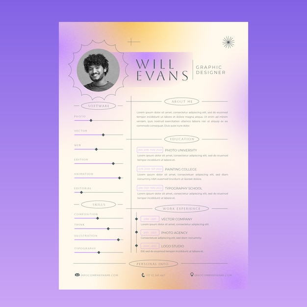 Gradientowy Minimalistyczny Szablon Cv W Stylu Retro