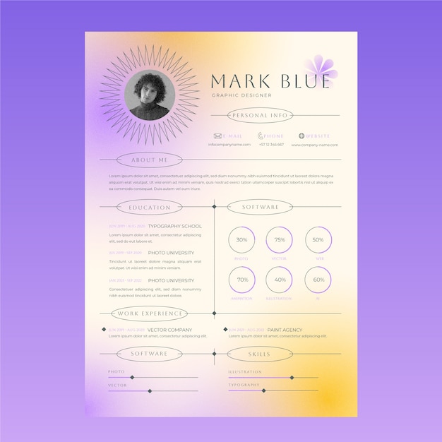 Gradientowy Minimalistyczny Szablon Cv W Stylu Retro