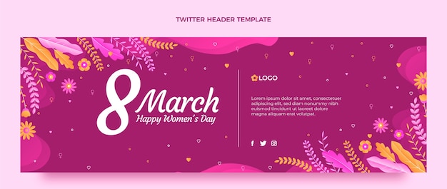 Gradientowy Nagłówek Twittera Z Okazji Międzynarodowego Dnia Kobiet