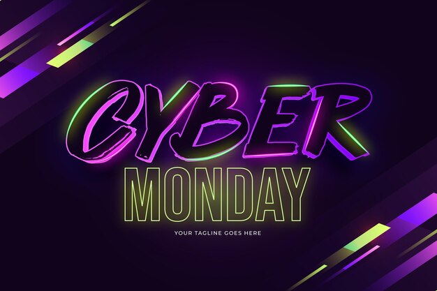Gradientowy neonowy napis cyber poniedziałek