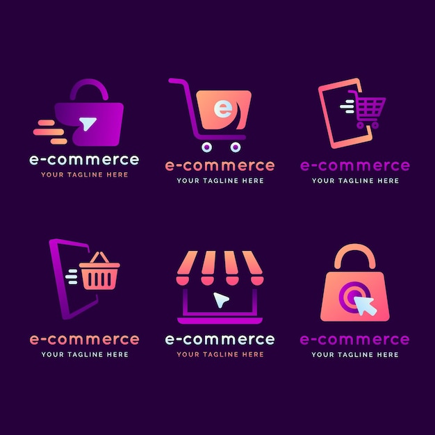 Gradientowy Pakiet Logo E-commerce