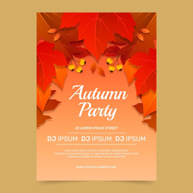 Bezpłatny wektor gradientowy pionowy szablon plakatu na jesień