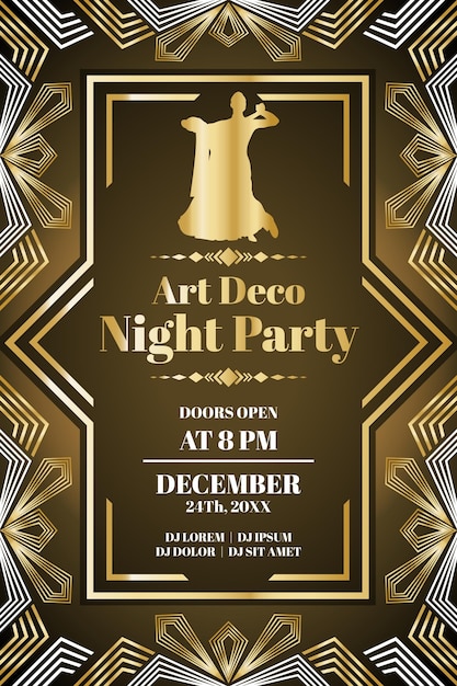 Gradientowy Plakat Retro Party W Stylu Art Deco