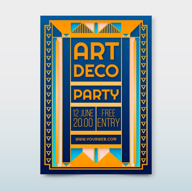 Gradientowy plakat w stylu art deco w stylu vintage