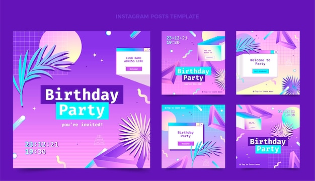 Gradientowy post na instagramie retro vaporwave
