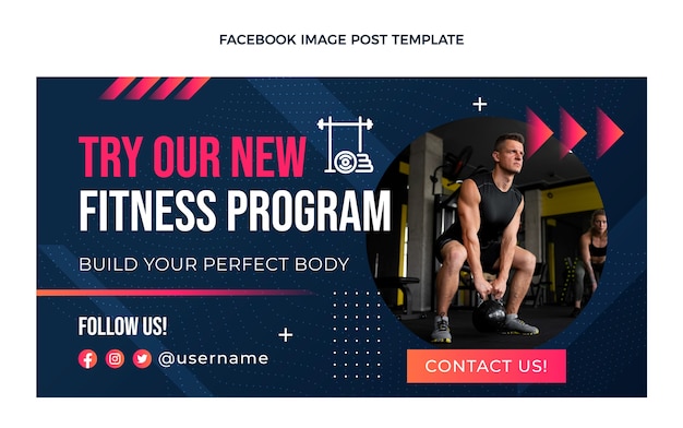 Bezpłatny wektor gradientowy program fitness na facebooku