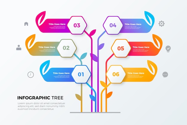 Bezpłatny wektor gradientowy projekt infografiki drzewa