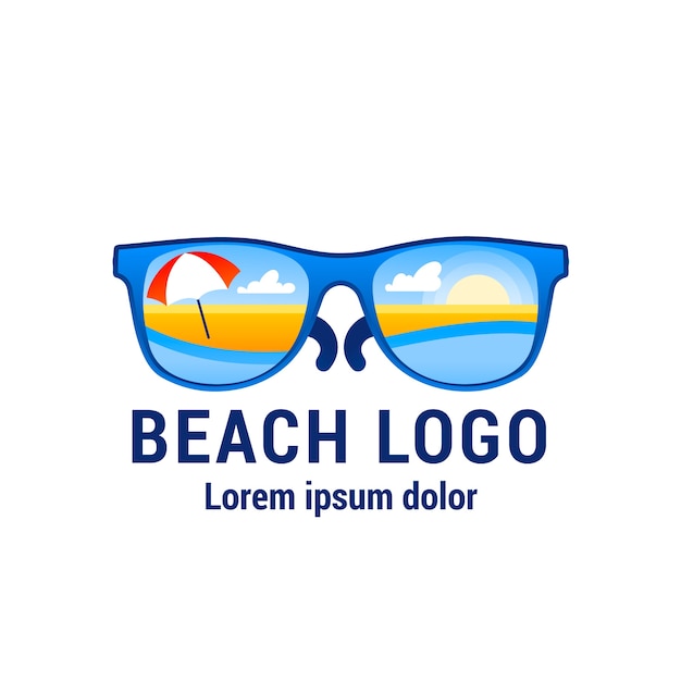 Bezpłatny wektor gradientowy projekt szablonu logo plaży
