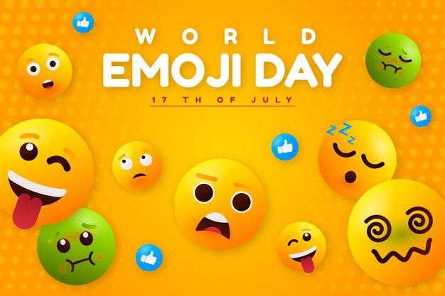 Gradientowy światowy dzień emoji w tle