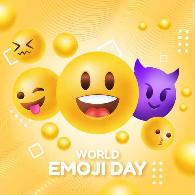 Gradientowy światowy dzień emoji z emotikonami